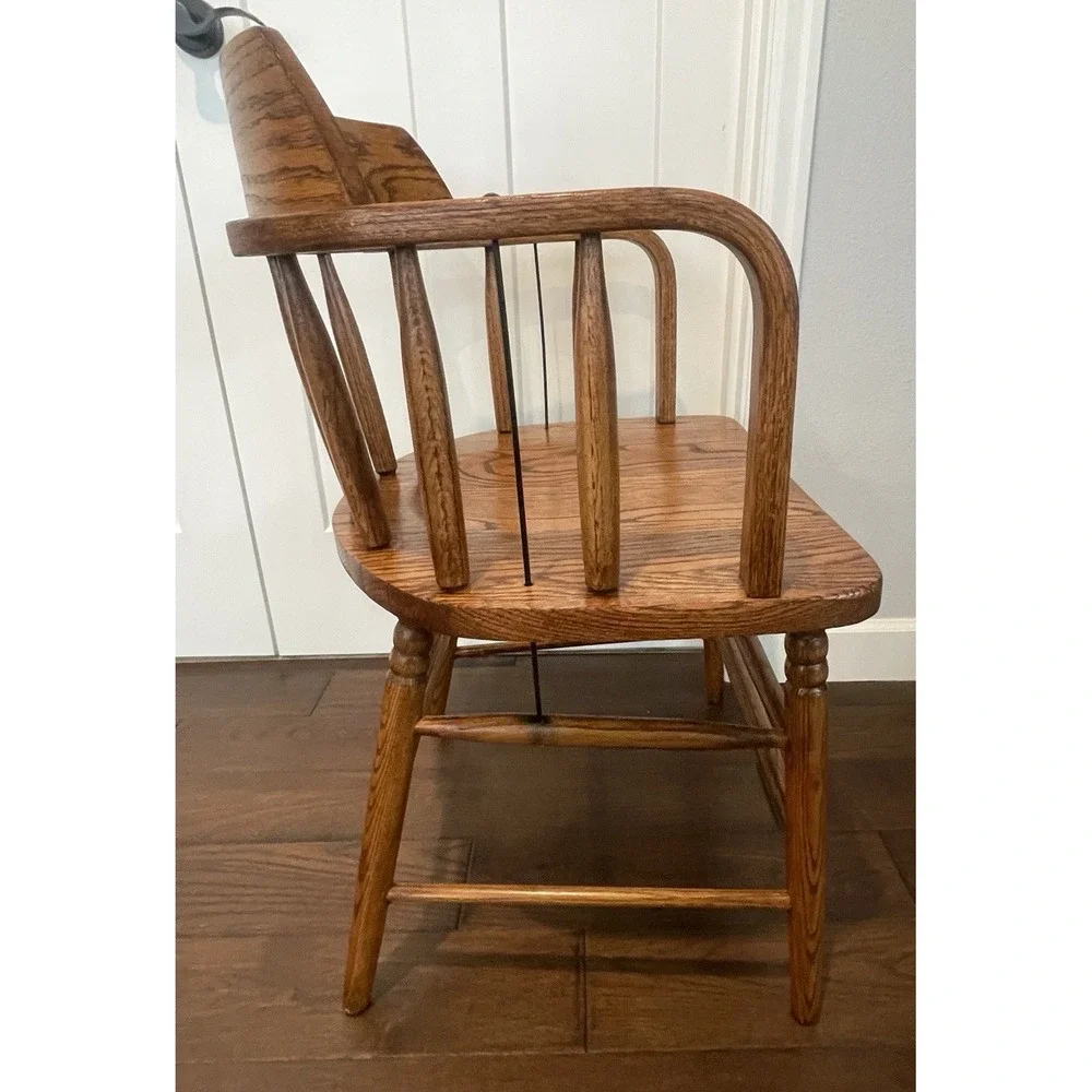 Antique 19th Century Primitive Barrel Back Oak Pub Chair‎ Captain's Chair